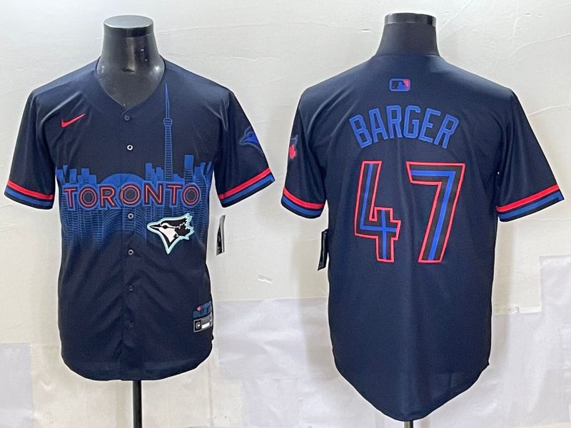 Men 2025 Toronto Blue Jays 47 Barger Black Joint Name Nike MLB Jersey style 14